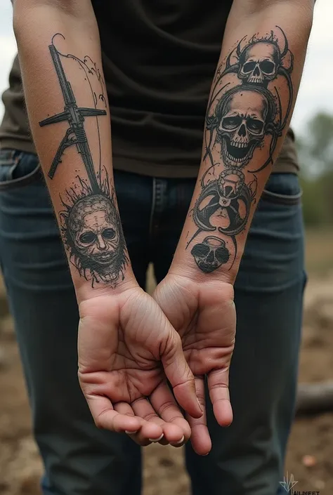 Forearm tattoo designs inspired by the TV series The Walking Dead 