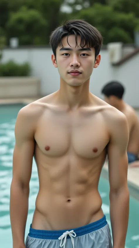 3 Asian Handsome Male Star Male High School Students Over 185 Cm，Slim Short Hair ，Square pectoral muscle ， bulging abs ，（Wakakaki's lovely face）， thin body， Shoulder width ，Narrow waist， inverted triangle body ，Tight-fitting body length， five fingers，Five-...