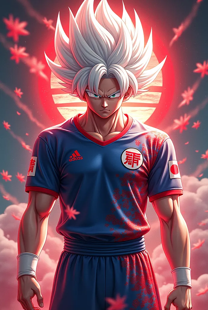 Japan sports soccer jersey with Goku Ultra Instinct 