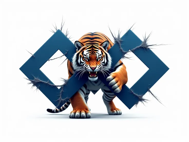 Management logo with a tiger, Put on the administration logo with the tiger scratched it with the claws