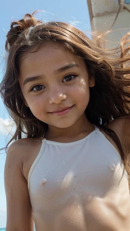 little person , (((posing in the Cancun hotel zone )))  (((  blue sky background  )))   Sky Blue      ,        sunlight       ,          straightened hair          (((little person 8  .0))) (((pequeña 8.0))) (((  Little person from Morocco   ))) (((   pres...