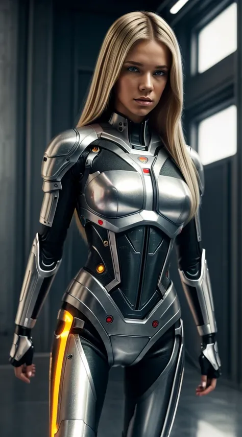 cyborg girl artistic realistic full body blond russian 