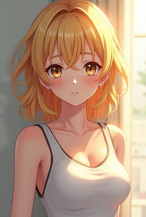 Animes girl looking realistic with blond body