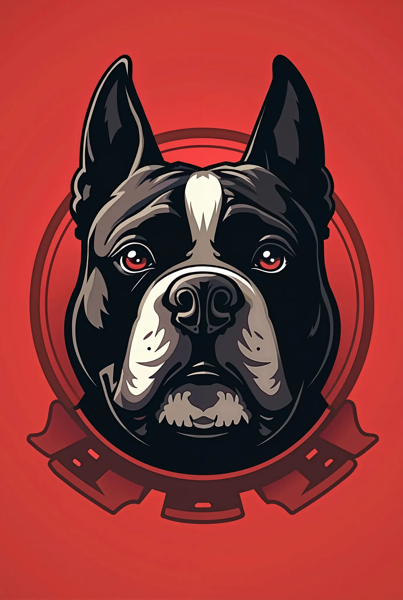  I would like to create a CrossFit logo with the two-faced silhouette of bully dogs smiling from the front,  still cost a caption that says  "home box "  with the title of BRUMA crosstraning . In red colors with black and white in the background, crossing ...