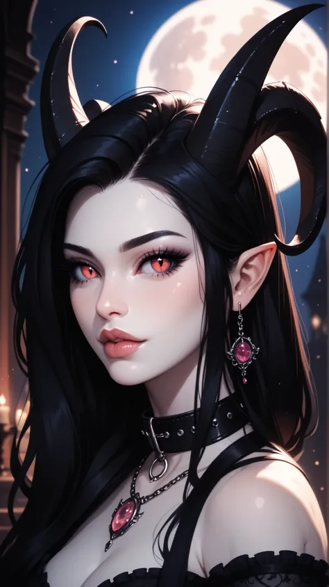 score_9, score_8_ upwards, score_7_ upwards, score_6_ upwards, score_5_ upwards, ((( beautiful , high quality))), looks towards , portrait, score_9, score_8_ upwards, score_7_ upwards, black sclera , slit p upwardsils, tiefling, spider eyes , white ...