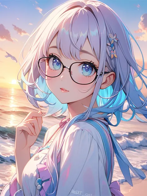          Digital Art    、8k、      best quality、 beautiful eyes、 Beautiful World 、SeaArt Infinity、peace、 Genuine 、 pastel girl、Glasses、