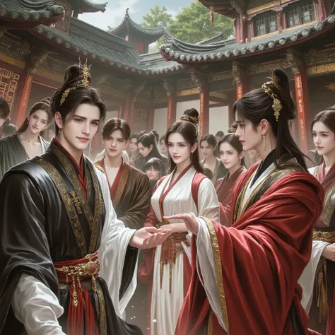 A group of 18-year-old girls had a quarrel. They were dressed in ancient Chinese clothes from the Han Dynasty. Five of them had angry faces.