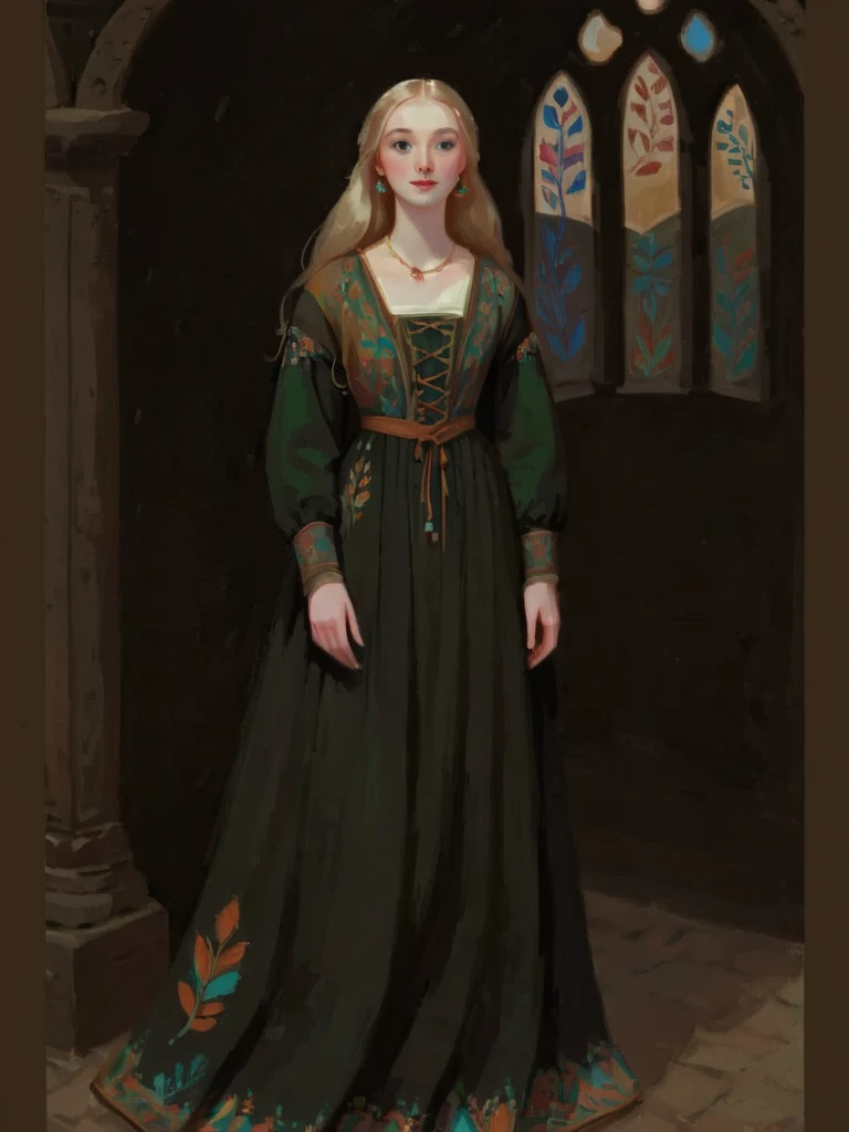 score_9, score_8_up, score_7_up, score_6_up, score_5_up, score_4_up, 1_woman, pale skin, long_hair, wearing a vibrant long peasant medieval dress, detailed clothing, sketches, detailed thick gouache painting, illustration, in gougoupaintleaves style:1.5, h...