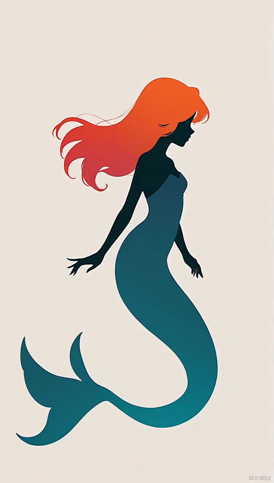 Silhouette Art, Minimalism, The Little Mermaid, simple, Detailed and complex, multicolor,