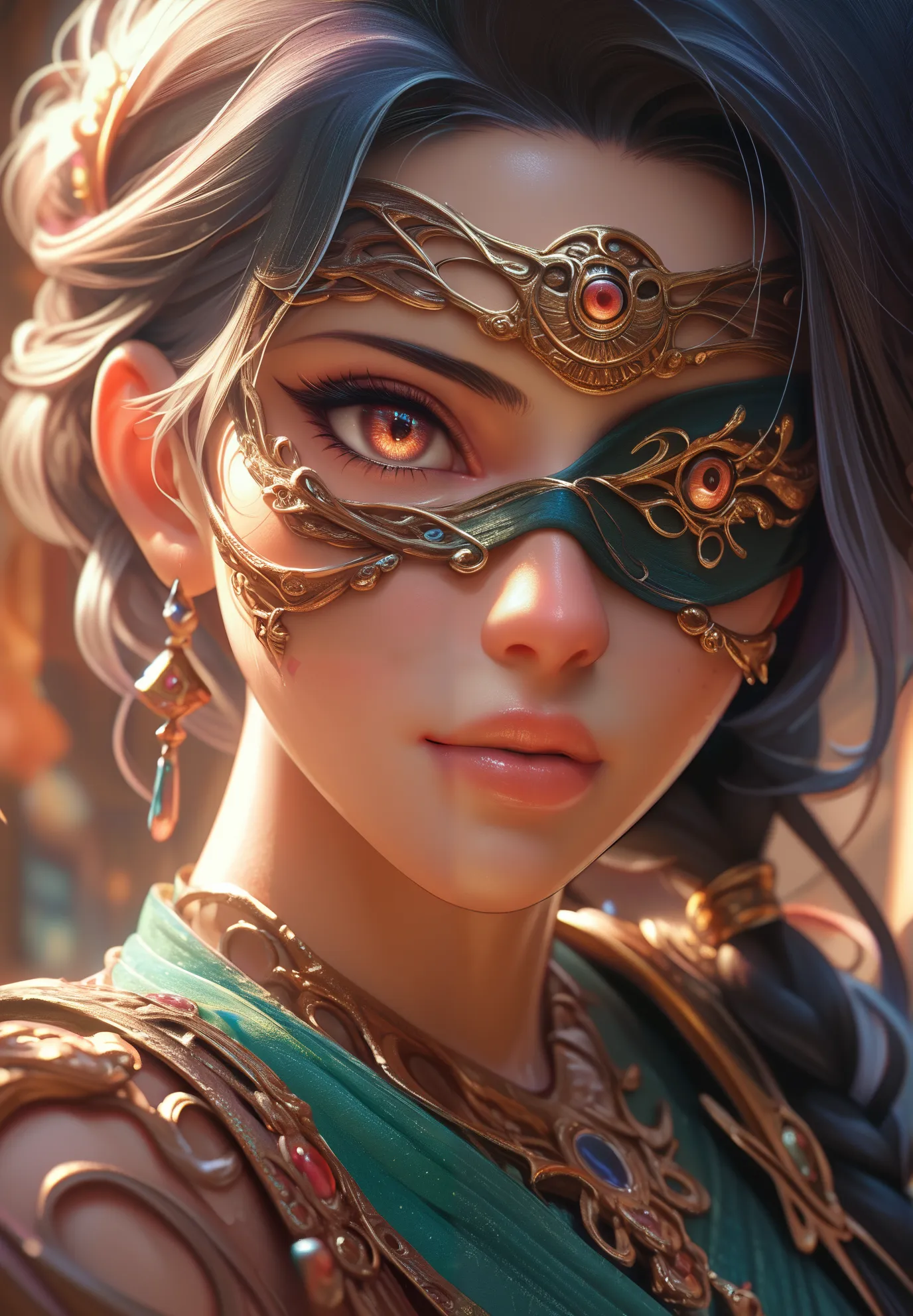 1girl, solo, detailed skin texture, detailed cloth texture, detailed face, super detail, 8k, intricate detail, detail eyes, blindfold on the right eye