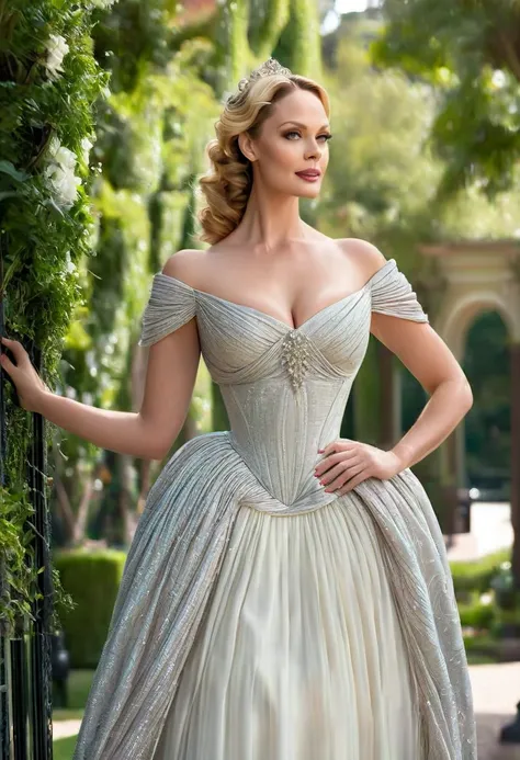 A real photo of a beautiful and celestial Aristacrat governess who is a sugar mommy with large elegant, hawk-like-nose, who embodies old fashioned class, sophistication, elgance as well as wholesome, natural beauty. curvy, thin-waist, wide-hips, swaying-hi...