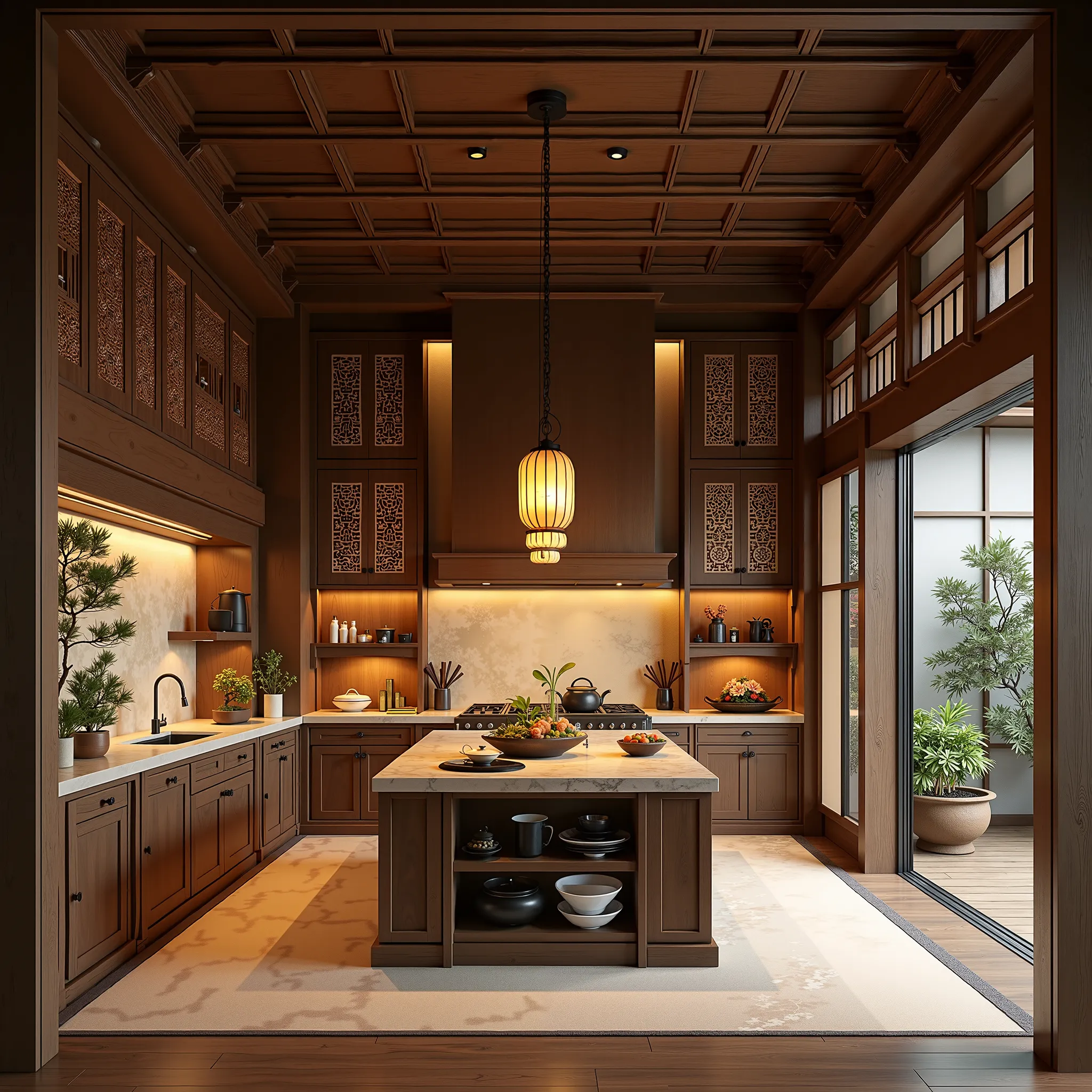 Oriental style kitchen interior design house architecture