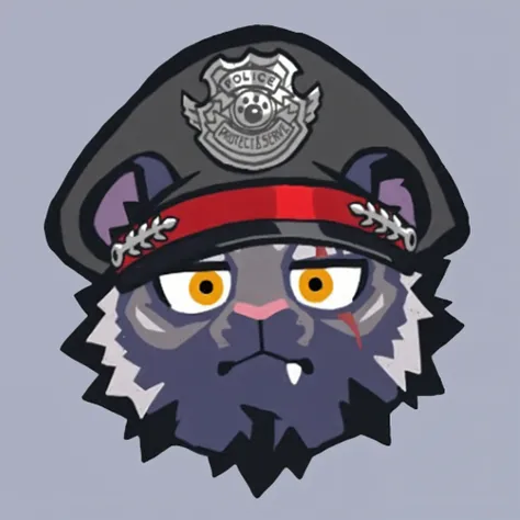 a cartoon cat wearing a police hat with a beard, brave police j decker face, officer, mascot illustration, discord profile picture, police officer, winston from overwatch, police, cybercat, winston the ape from overwatch, wearing a patch over one eye, char...