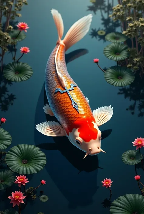 Koi carp with a Templar cross on its back