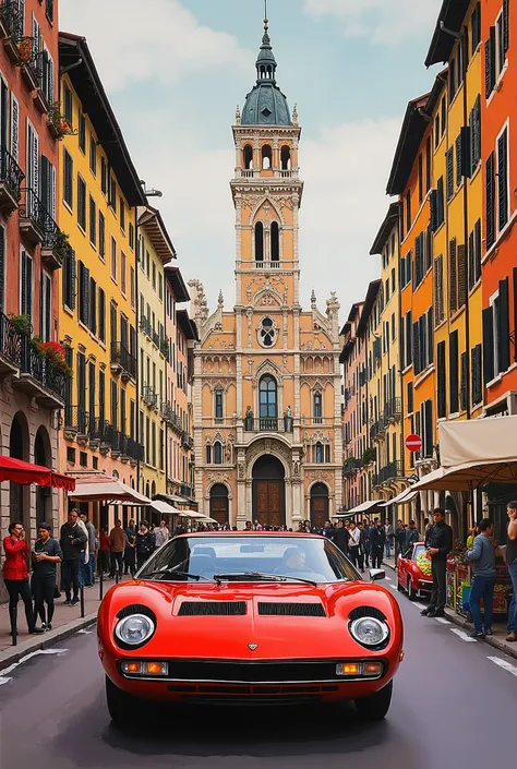  Suzuki Hideto's painting style 、Lamborghini Miura、Milan cityscape