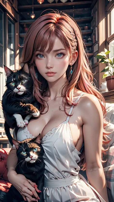  by Sam {x} Girl with a Cat,   Black Cat, Pink hair Blue eyes, Avatar