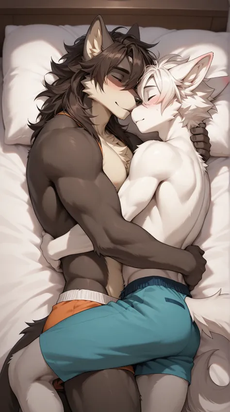 Source_furry, (((2boys))), furry, anthro, romantic, all males, cuddling 