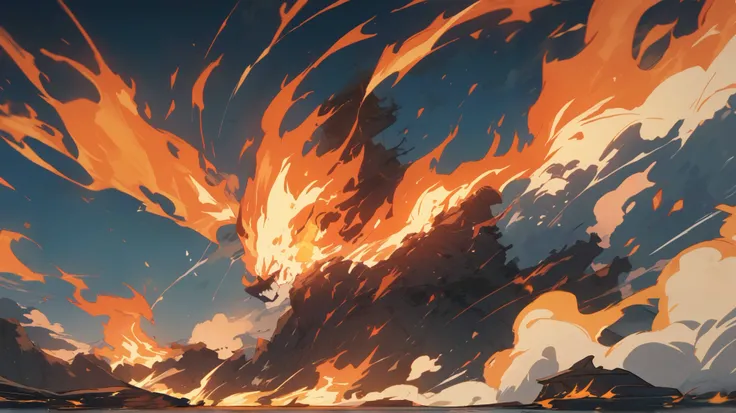 I want a cartoon wallpaper of an ocean on fire