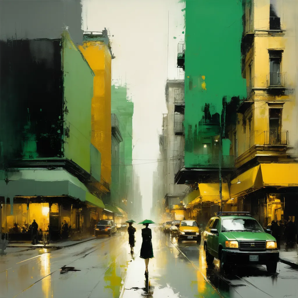  abstract painting,  without people... color game, green, yellow, VE RED , 
(( gold, Ocre, ))..GRAY Ocre AND BLACK....Jeremy Mann style, Jeremy Mann art, Jeremy Mann painting,   Alessandro Pautasso art  ,  painting of a woman,   James Gurney painting style...