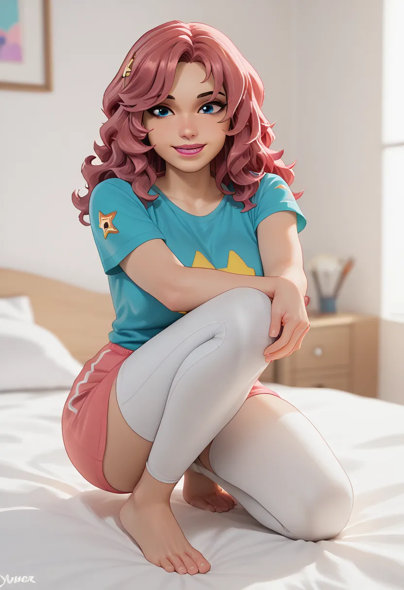  (8k, best quality, masterpiece:1.2), , ultra-detailed, 1 girl,cute, solo, ,beautiful detailed blue eyes, medium wavy hair, , , smiling, looking at viewer, ,dark pink hair, lips, pink lipstick, , , , nsfw, , big breasts, voluptuous, wide hips,busty, , sit ...