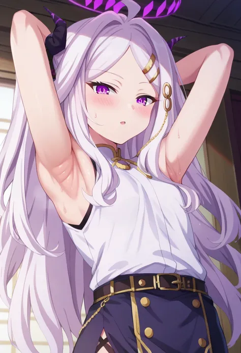 master piece,best quality,high resolution,
beautiful eyes,detailed eyes,detailed face,
beautiful detailed eyes,symmetrical clear eyes,
( 1girl :1.5),(Alone:1.5),,score_9, score_8_up , score_7_up , source_anime,  Hina Sorasaki, purple eyes, white hair, halo...