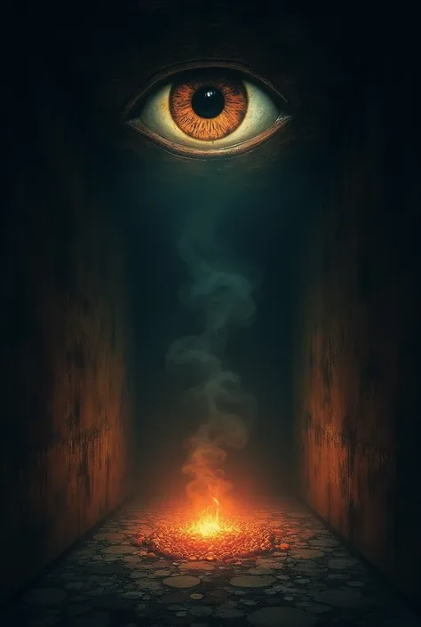 The room must still burn. The room must be dark. The eye looks down from the perspective of the ceiling