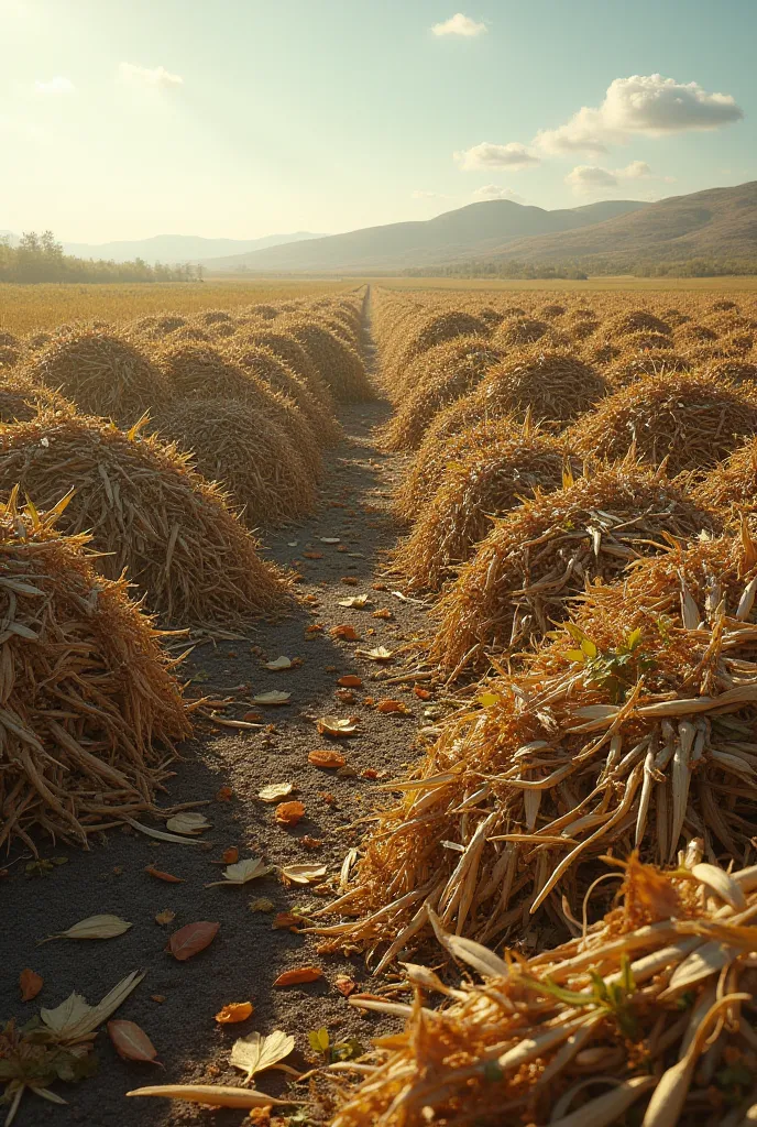 A picture of the agricultural waste in the field resulting from agricultural crops 