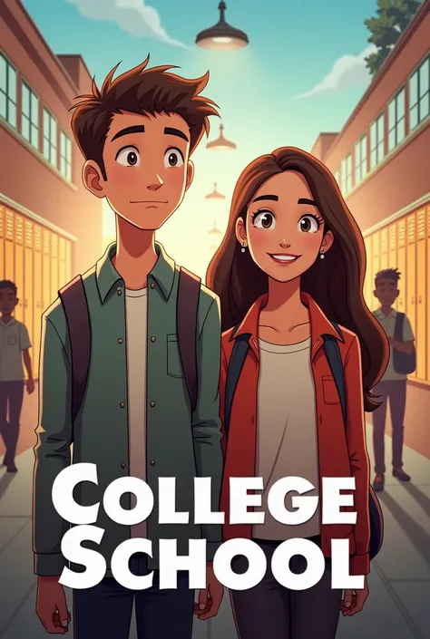 poster for the series called college school with a boy named John and a girl named Ruby in a school