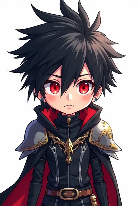 cartoon character Noctis Lucis Caelum from the cartoon Final Fantasy HD with his eyes all red. white background for removal.