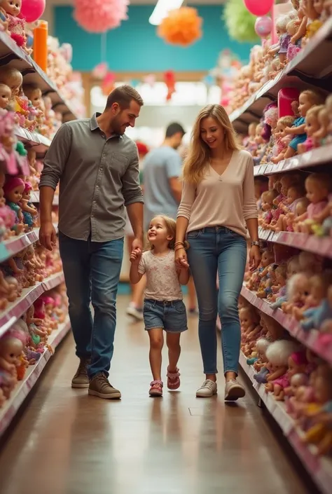 Parents take their ren to buy dolls