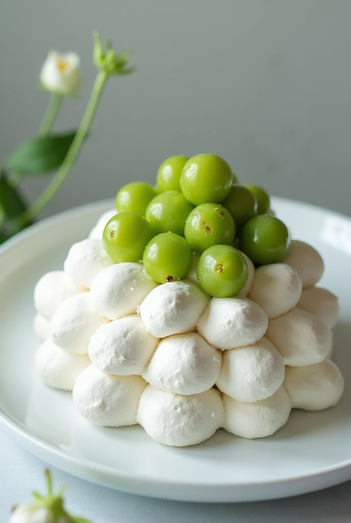 Generate a picture of Stahelbeere-Meringue Torte
Gooseberries are green berries 
