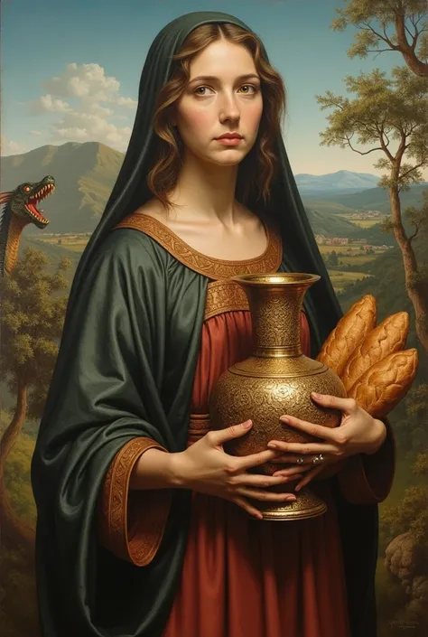 Saint Martha of Bethany with Vase and Loaves in Her Hand and a Dragon 