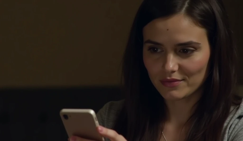 Emma noticing the message from Victoria – A close-up of Emma glancing at Daniel's phone screen, catching the glimpse of a harsh message from Victoria. This moment will show the looming tensions from Daniel’s other life and create a contrast with Emma’s mor...