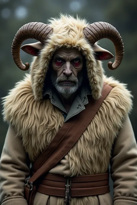 Person disguised as a Basque mythologist. It&#39;s scary. He wears Latxa sheepskin and something over his head with horns. Your face is covered with a cloth or something similar. Momotxorros reference , mamuxarros , old sacks...