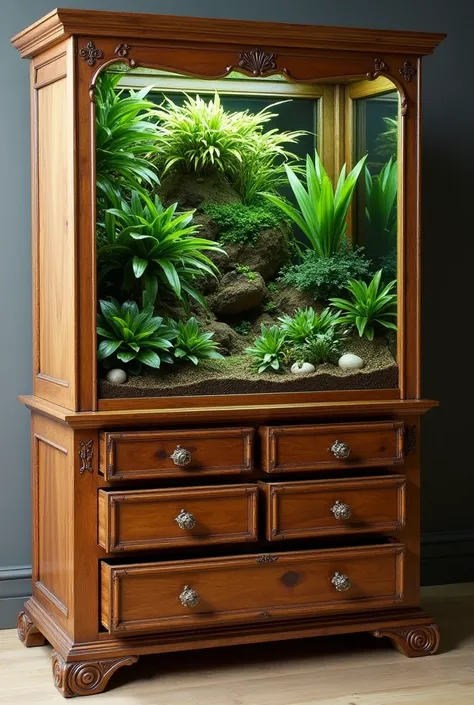 I want to create a terrarium with dimensions 1200x600x600 mm, but plus it should be like a wooden chest of drawers