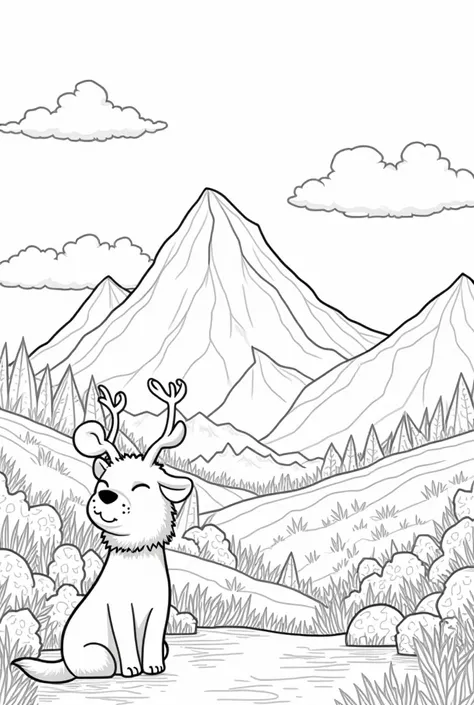  create black and white drawings with spaces to color. simple drawings for ren .
example :  animals ,  ren Playing , great, mountain