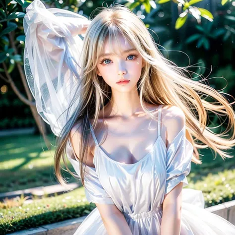 very beautiful bright blond really long back hair、Blonde hair dancing in strong winds interferes with her cute innocent young face、Sexy big boobs、 cute little beautiful face at age 16 、Shiny bright straight super long blonde hair、キュートで美しい目の間をカバーする長いサラサラban...