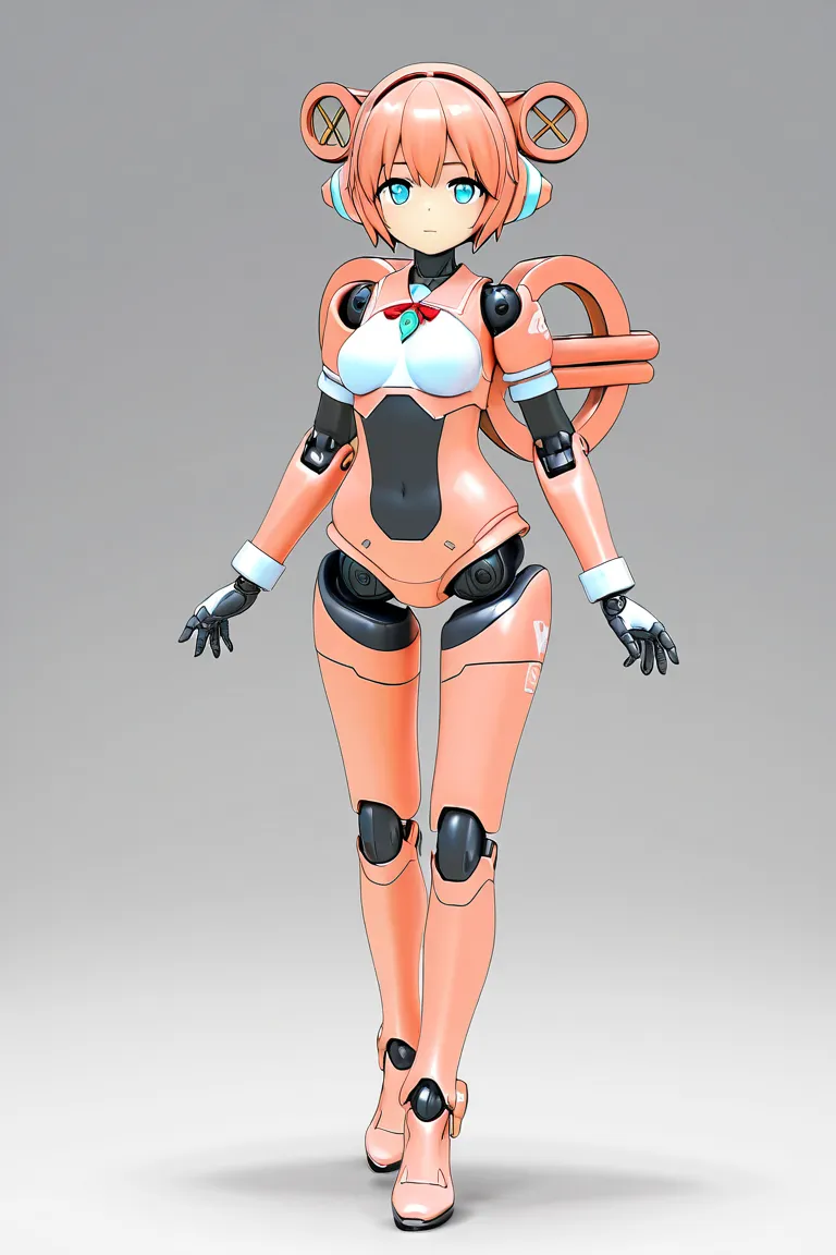 anime style, 1girl, younger female, voluptuous, humanoid robot, doll joints, winding key, mecha musume, perfect hands, 3d, high resolution, high quality, hd,  