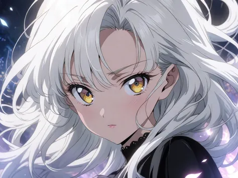 anime girl with long white hair and yellow eyes, perfect white haired girl, white haired, girl with white hair, anime moe artstyle, female anime character, anime girl with long hair, seductive anime girl, beautiful anime portrait, white haired deity, anime...