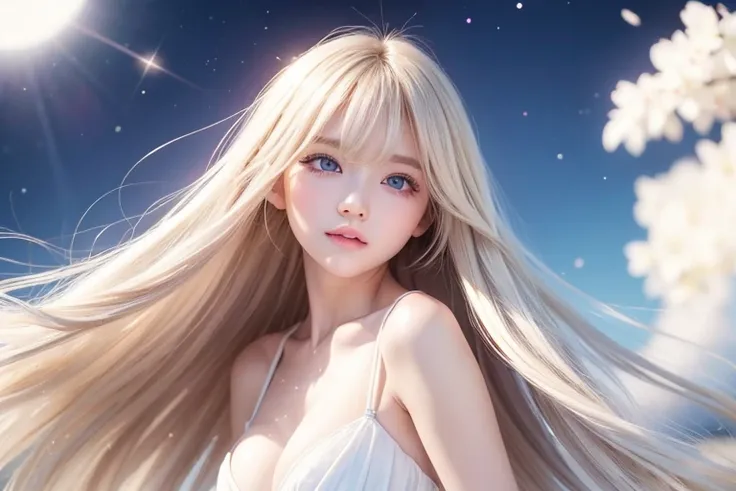 very beautiful bright blond really long back hair、Blonde hair dancing in strong winds interferes with her cute innocent young face、Sexy big boobs、 cute little beautiful face at age 16 、Shiny bright straight super long blonde hair、キュートで美しい目の間をカバーする長いサラサラban...