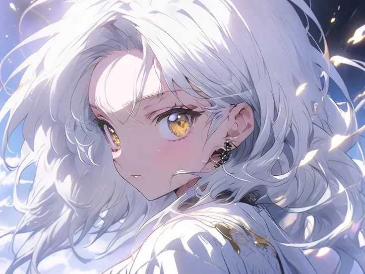 anime girl with long white hair and yellow eyes right and black eyes left, an anime drawing by Shitao, trending on pixiv, neo-figurative, perfect white haired girl, white haired, girl with white hair, anime moe artstyle, female anime character, seductive a...