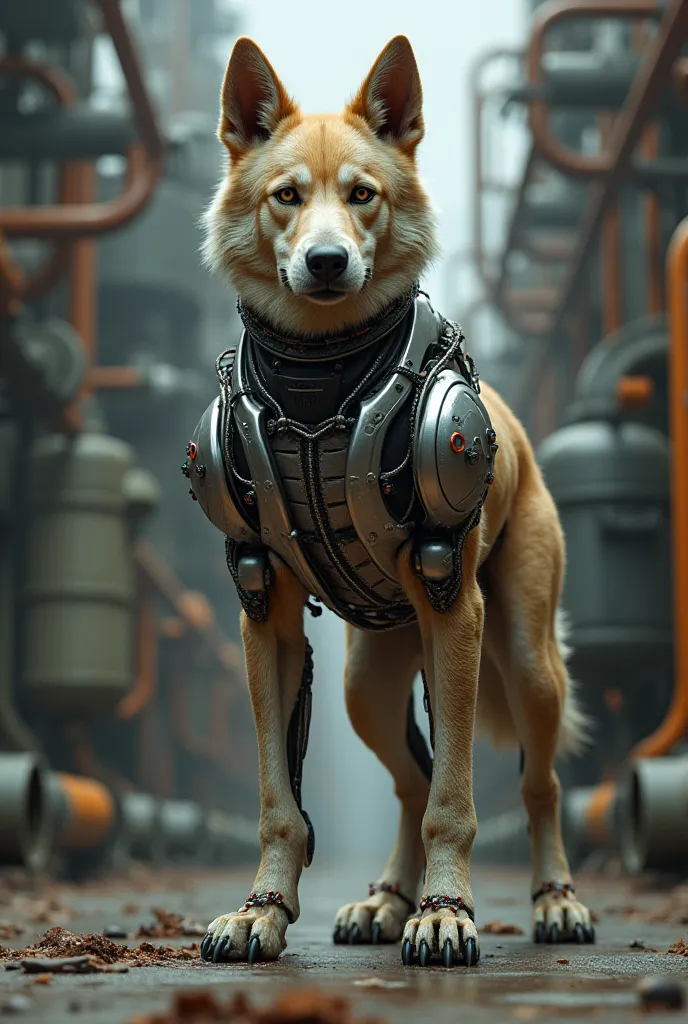  I want you to create a realistic image of a dog that is part robot 