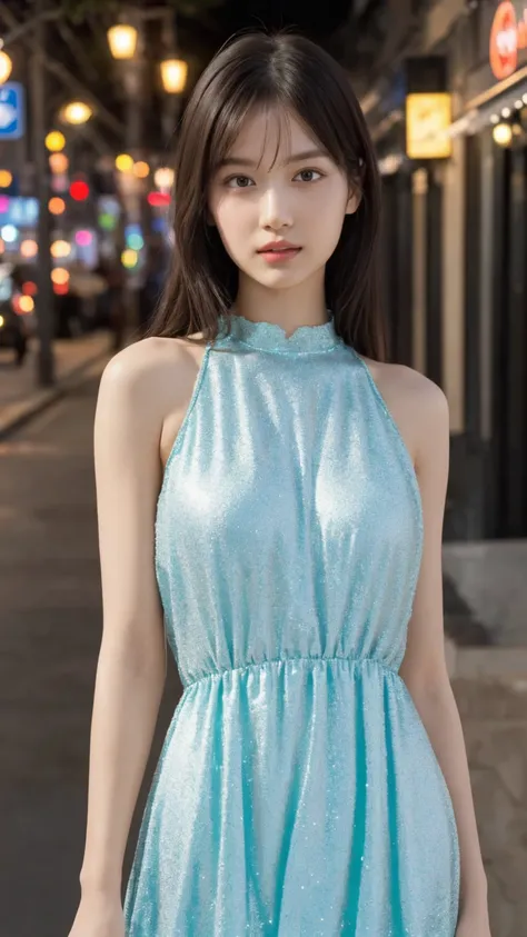 1girl,(wearing a blue glittery evening mini dress:1.4),(RAW photo, best quality), (realistic, photo-realistic:1.4), masterpiece, an extremely delicate and beautiful, extremely detailed, 2k wallpaper, Amazing, finely detail, extremely detailed CG unity 8k w...