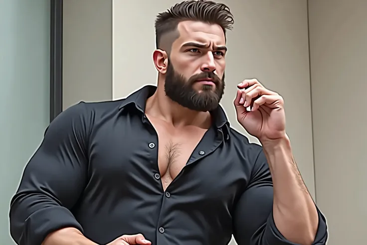 This guy but shirtless and hot,make him the body structure like he is on the picture but more defined chest and chiseld abs,bigger biceps and forearms,a bit of body hair