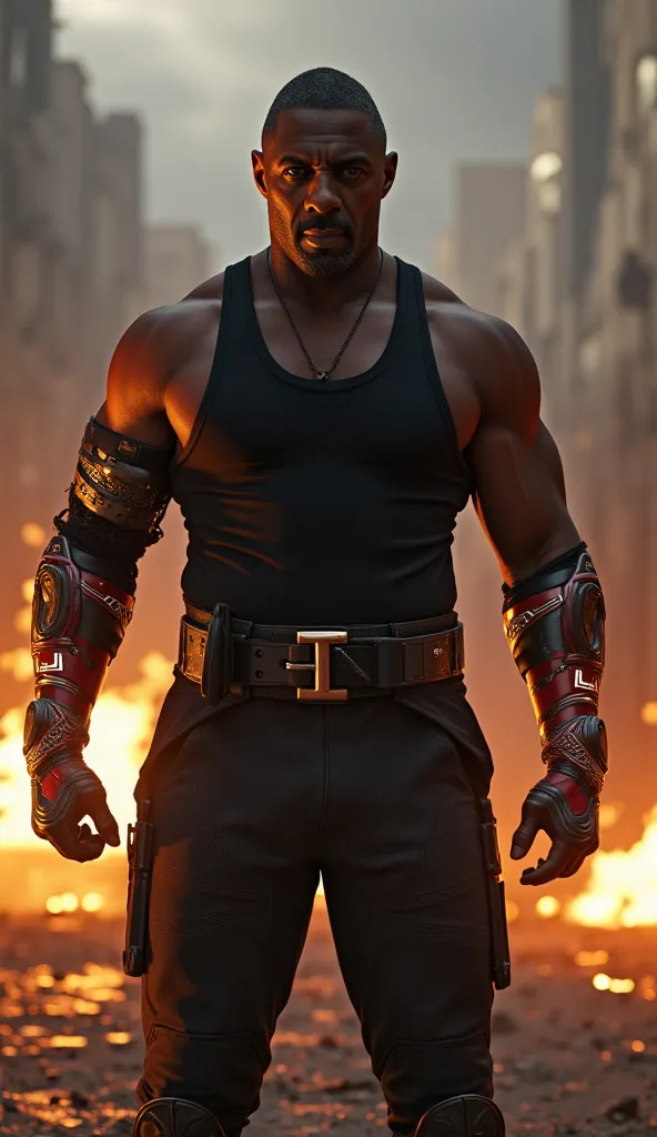 Idris Elba as Jax Briggs would be a perfect fusion of strength, charisma and tactical brutality!  

Imagine Idris Elba with his imposing physique, wearing Jax's military attire, comprised of a fitted black tank top, tactical pants and, it is clear, the ico...