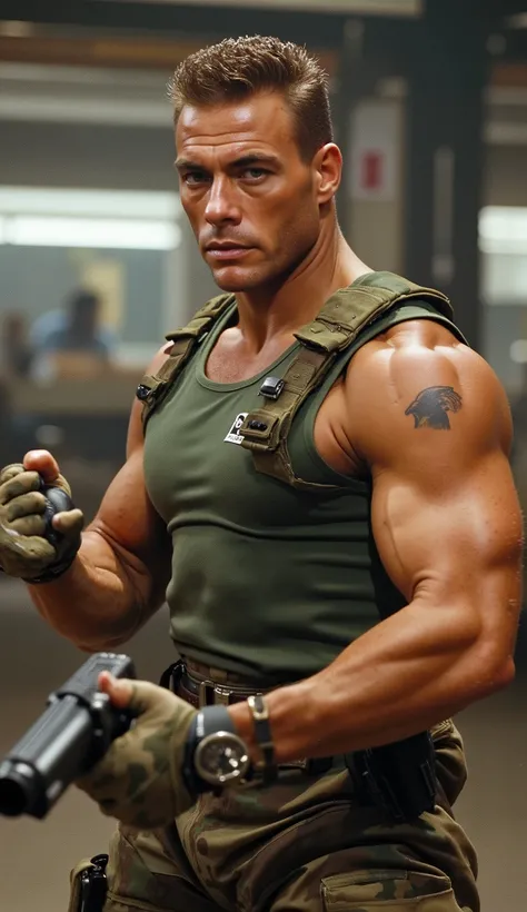 Jean-Claude Van Damme como Guile – O Guerreiro Patriota de Street Fighter**  Jean-Claude Van Damme assumes the role of  **Guile**,  the iconic US Air Force major and master of military martial arts in *Street Fighter*.  with his firm posture and determined...