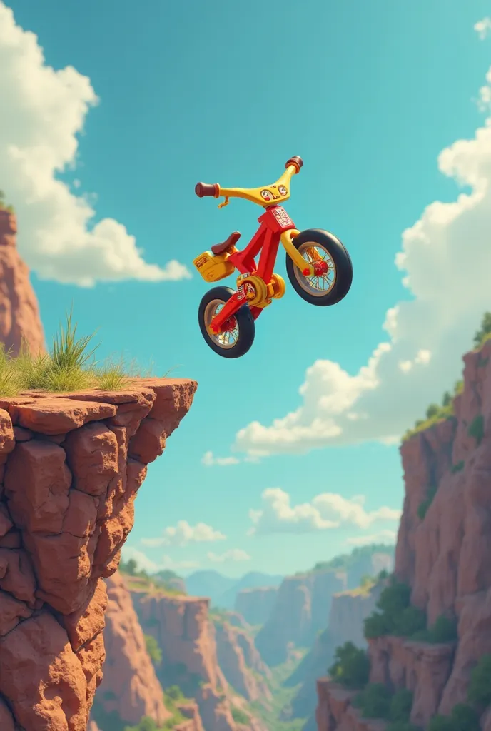 Toy bike flies off a cliff (funny)