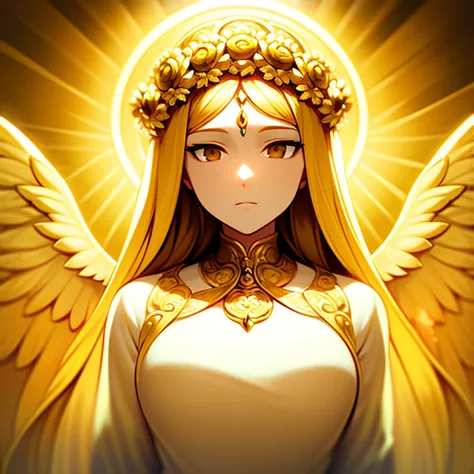 angelic divine light healing allies, beautiful intricate glowing angelic wings, divine light aura, serene peaceful expression, detailed facial features, detailed elegant flowing white dress, ornate golden halos, lush flower garden background, soft warm lig...