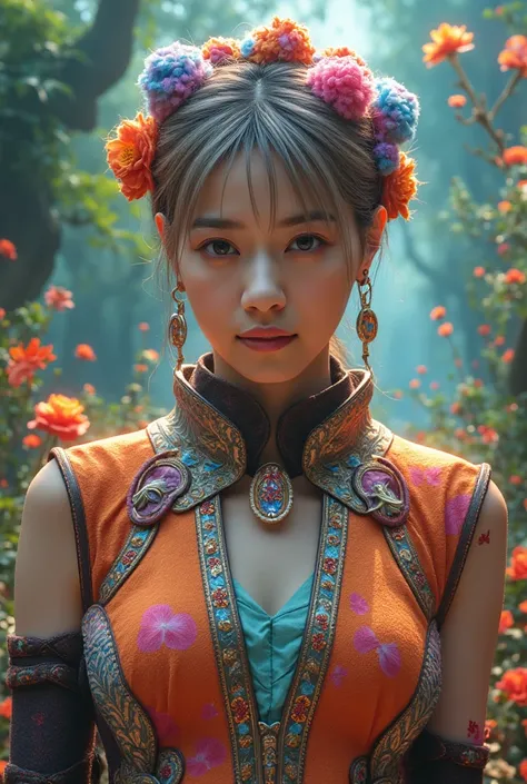 Girl in Wonderland, Hyper realistic surreal 3D close-up rendering.
Showing off the figure of a fantastic woman in a colorful, a whimsical illustration with, tropical flowers and creatures.
Digital painting, roots with vivid colors and complex, textures tha...