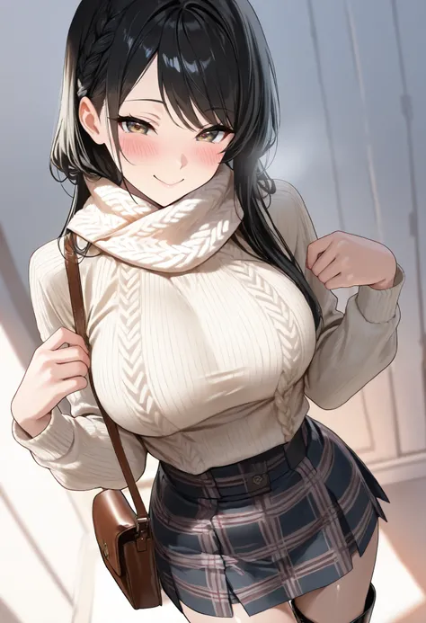 (best quality, masterpiece, ultra detailed, high resolution), Beautiful 8K CG artwork, Enriched photography, anatomically accurate body, depth of field,  1girl, elegant yet sexy girl, (long hair, black straight hair, swept bangs), 
round large breasts, bre...